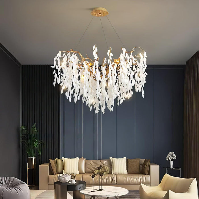 White Jade Branch Brass Chandelier - DWHOME