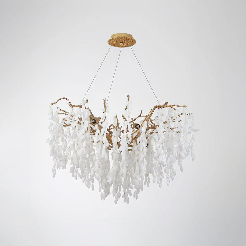 White Jade Branch Brass Chandelier-DWHOME