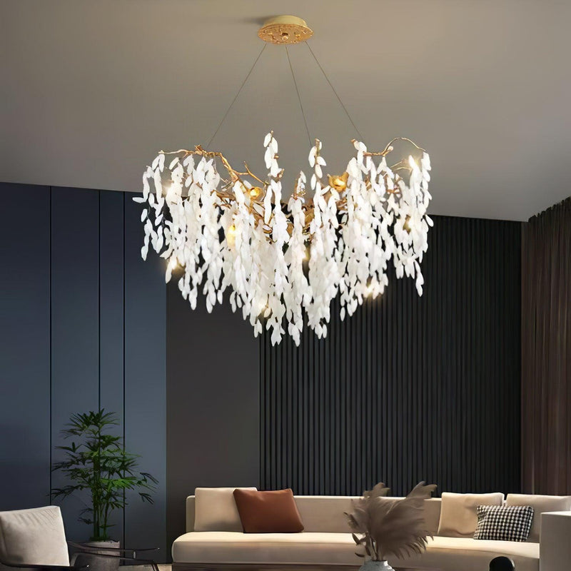 White Jade Branch Brass Chandelier-DWHOME