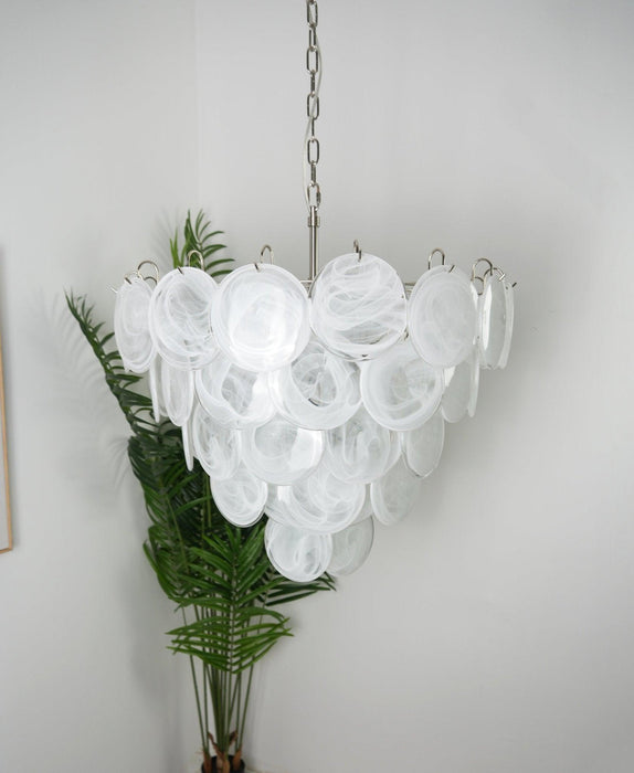 White Murano Disc Chandelier - DWHOME