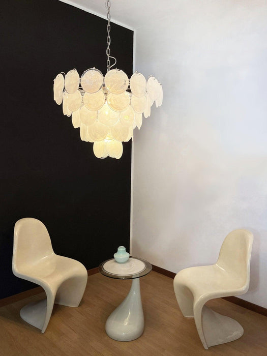 White Murano Disc Chandelier - DWHOME