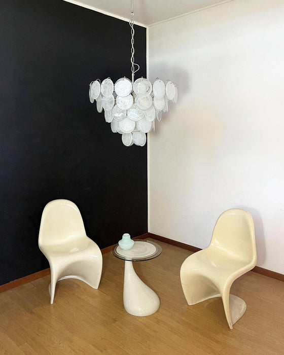 White Murano Disc Chandelier - DWHOME