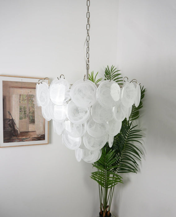 White Murano Disc Chandelier - DWHOME