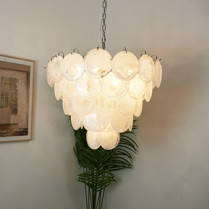 White Murano Disc Chandelier - DWHOME