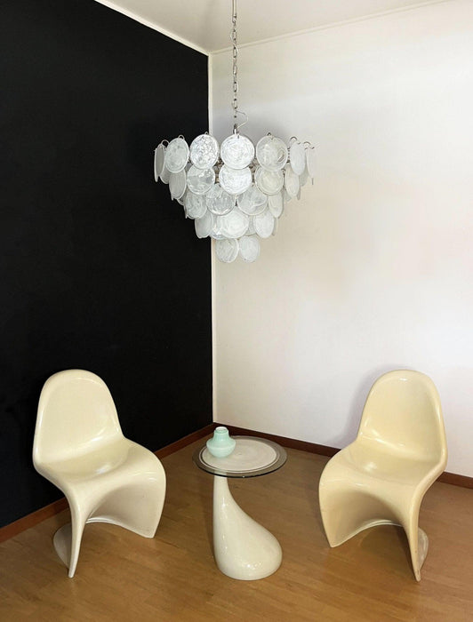 White Murano Disc Chandelier - DWHOME