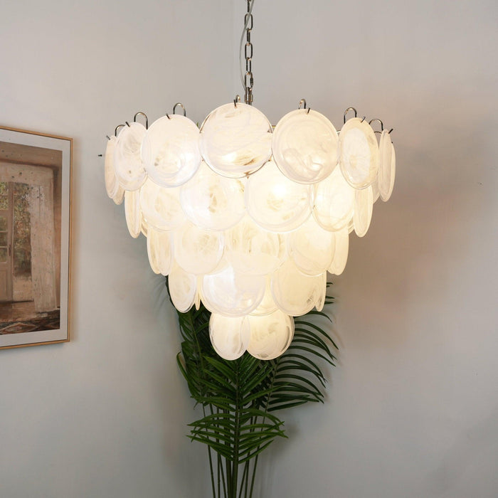 White Murano Disc Chandelier - DWHOME