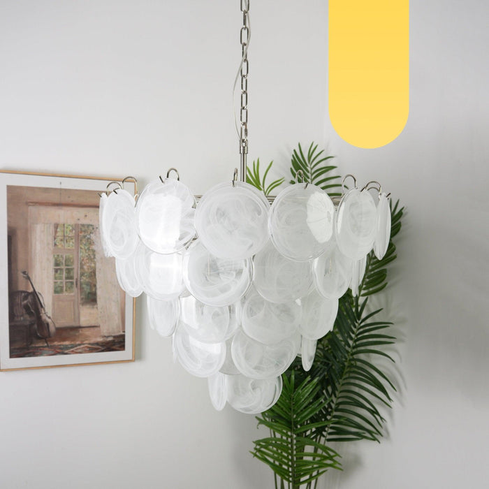 White Murano Disc Chandelier - DWHOME