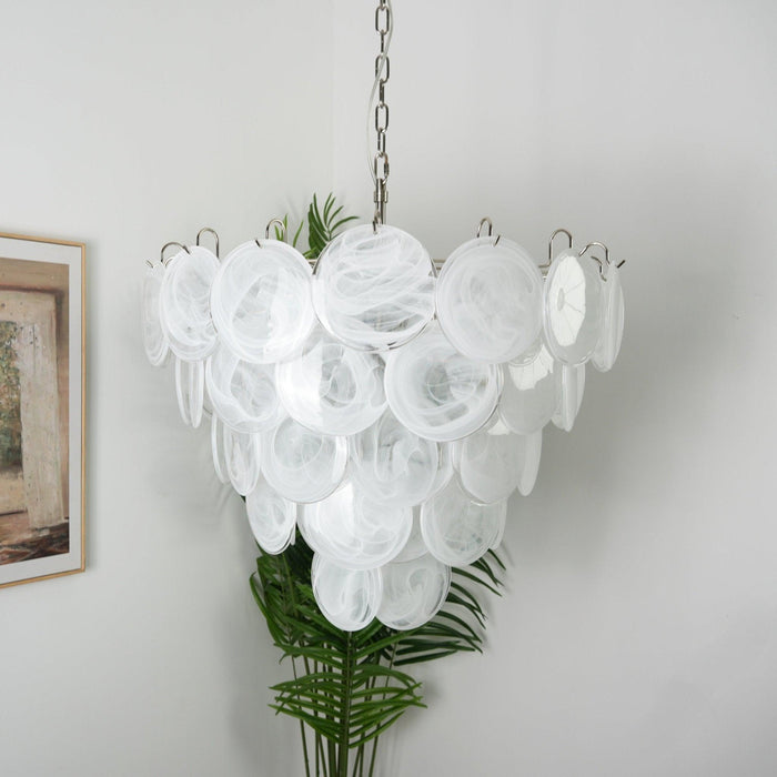 White Murano Disc Chandelier - DWHOME