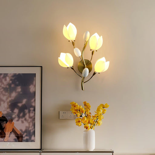 Porcelain Magnolia Wall Lamp-DWHOME