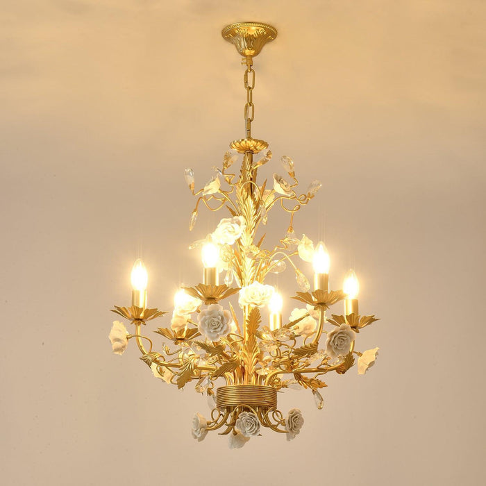 White Rose Crystal Chandelier - DWHOME