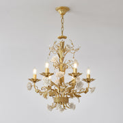 Lustre en cristal avec roses blanches - DWHOME
