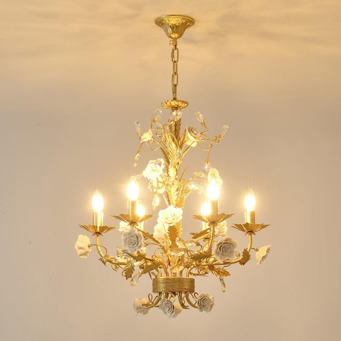 White Rose Crystal Chandelier - DWHOME