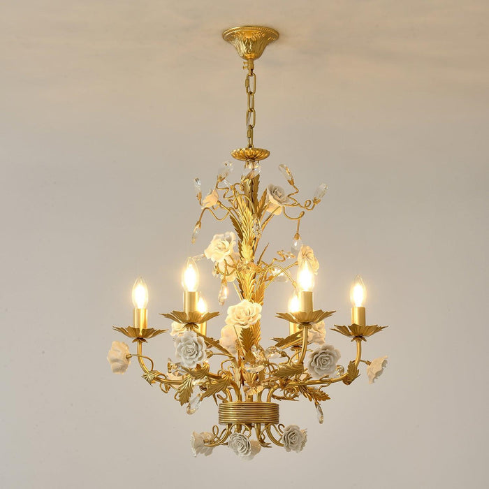 White Rose Crystal Chandelier - DWHOME