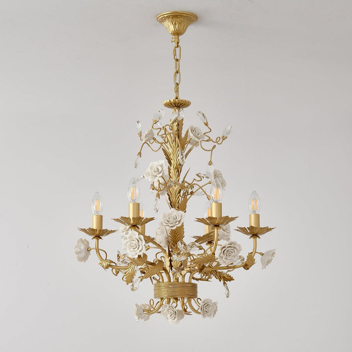 White Rose Crystal Chandelier - DWHOME