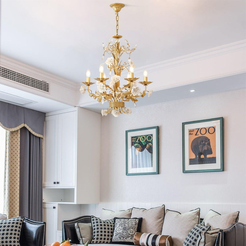 Chandelier Cristal Rose Blanche-DWHOME