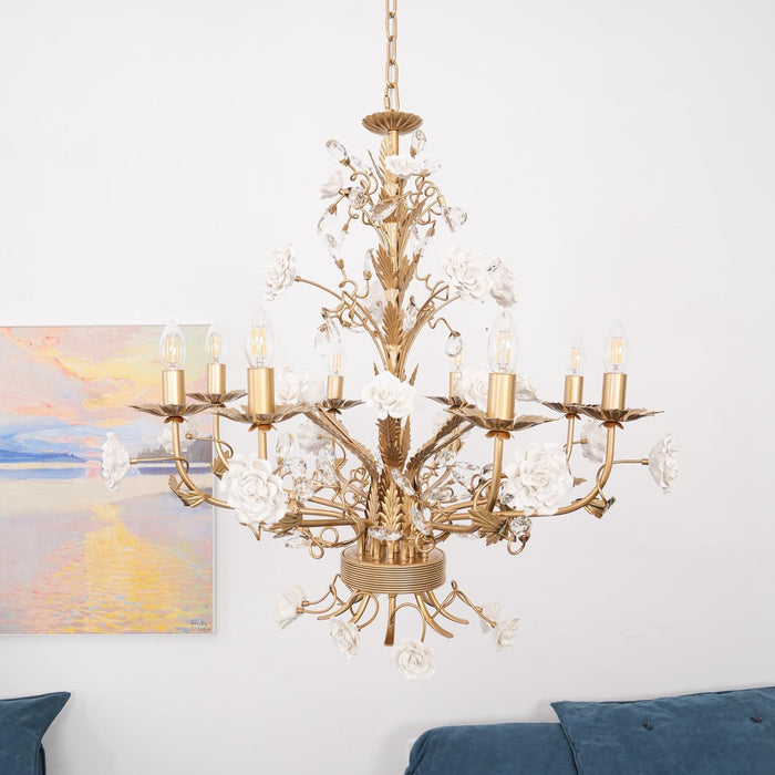 White Rose Crystal Chandelier - DWHOME