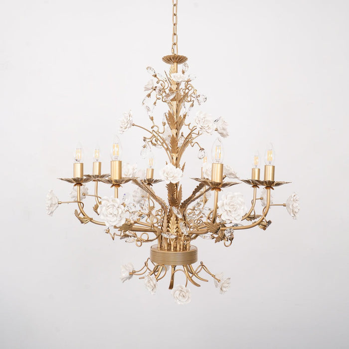 White Rose Crystal Chandelier - DWHOME