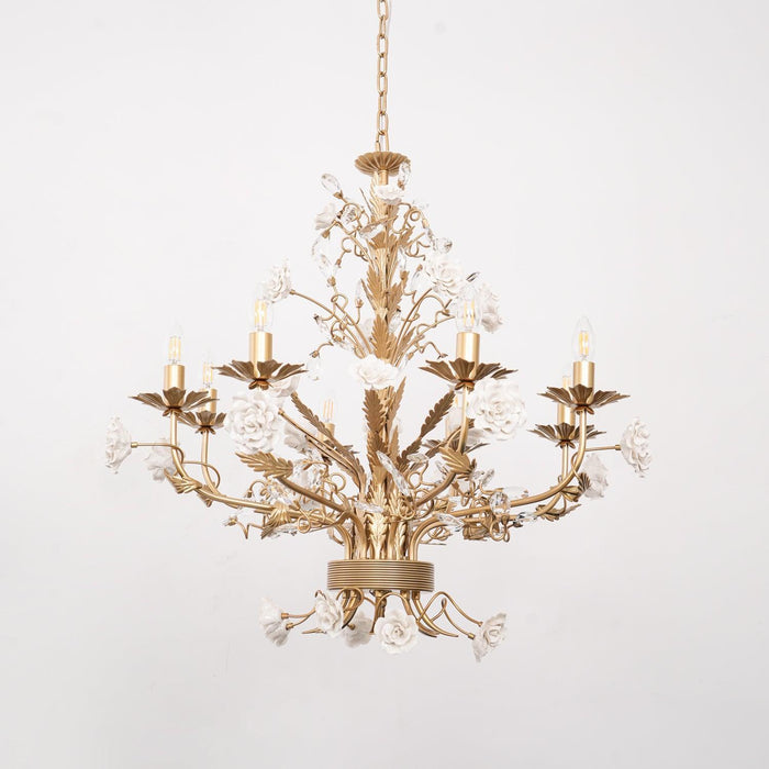 White Rose Crystal Chandelier - DWHOME