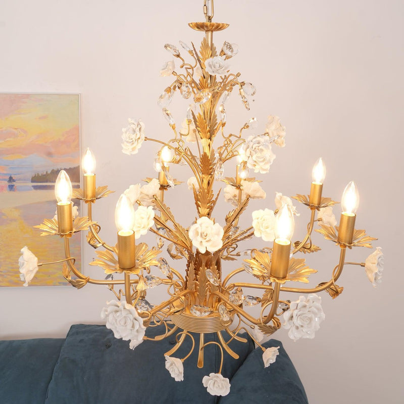 Chandelier Cristal Rose Blanche-DWHOME