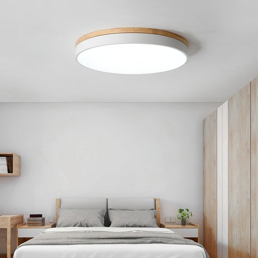 White Round Wooden Ceiling Lamp - DWHOME