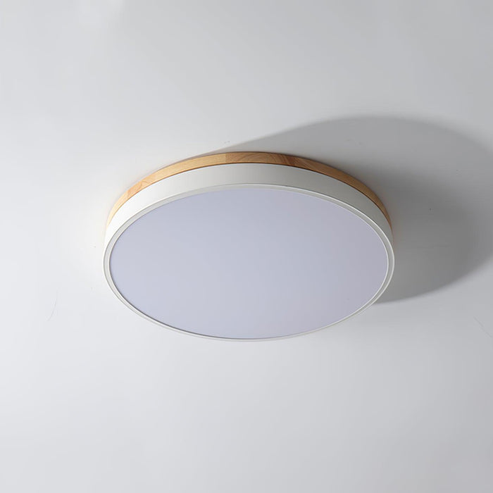 White Round Wooden Ceiling Lamp - DWHOME