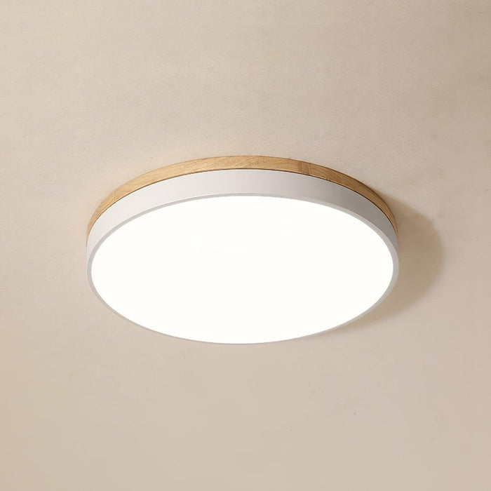 White Round Wooden Ceiling Lamp - DWHOME