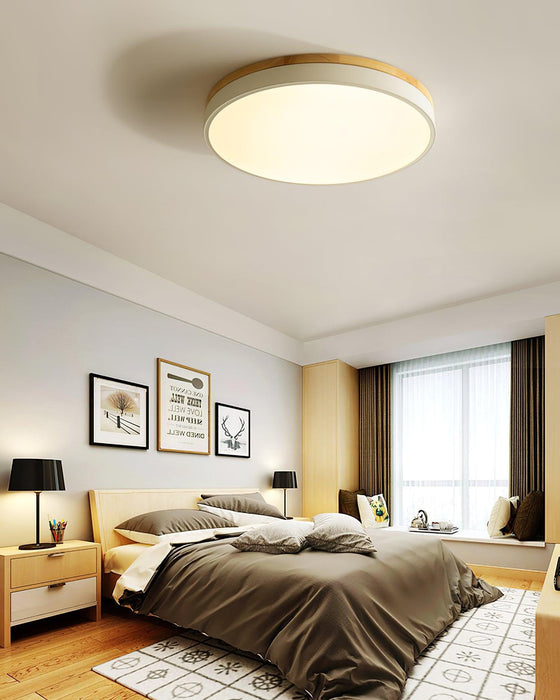 White Round Wooden Ceiling Lamp - DWHOME