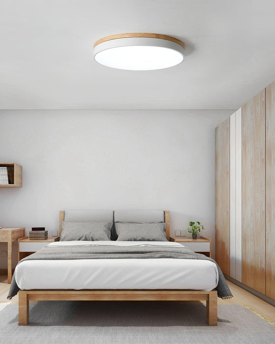 White Round Wooden Ceiling Lamp - DWHOME