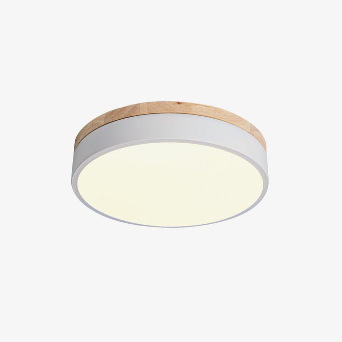 White Round Wooden Ceiling Lamp - DWHOME