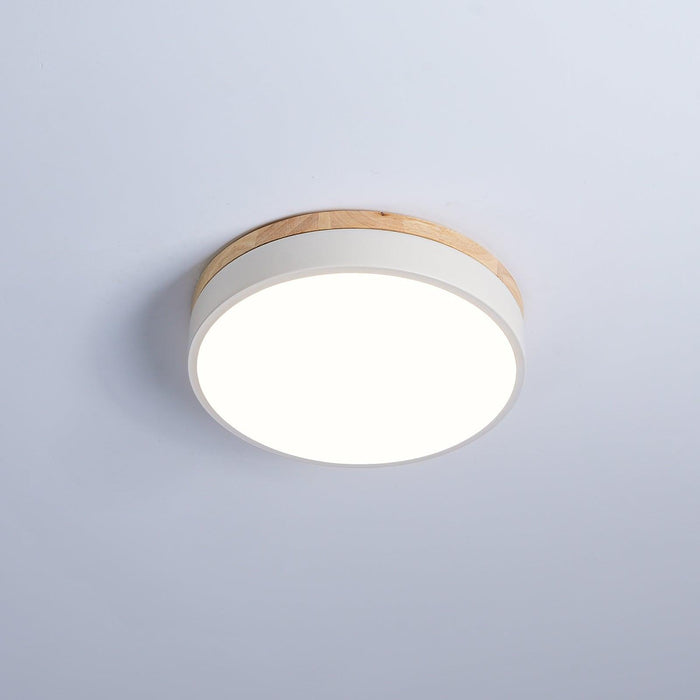 White Round Wooden Ceiling Lamp - DWHOME