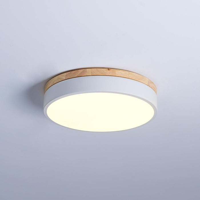 White Round Wooden Ceiling Lamp - DWHOME