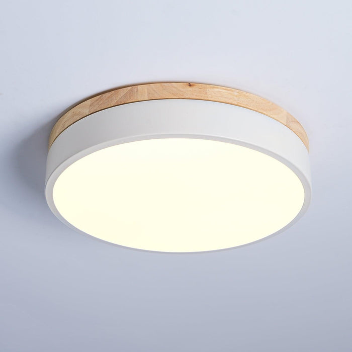 White Round Wooden Ceiling Lamp - DWHOME