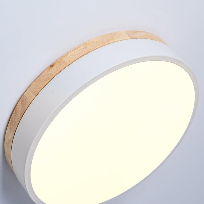 White Round Wooden Ceiling Lamp - DWHOME