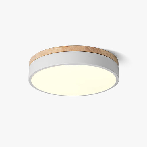 White Round Wooden Ceiling Lamp.