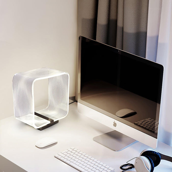 Wire Cube Table Lamp-DWHOME