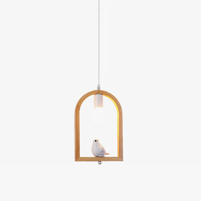 Wood Bird Resin Pendant Light.