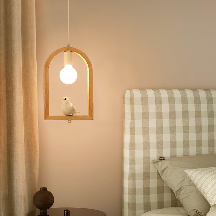 Wood Bird Resin Pendant Light-DWHOME