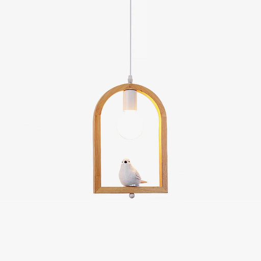 Wood Bird Resin Pendant Light.