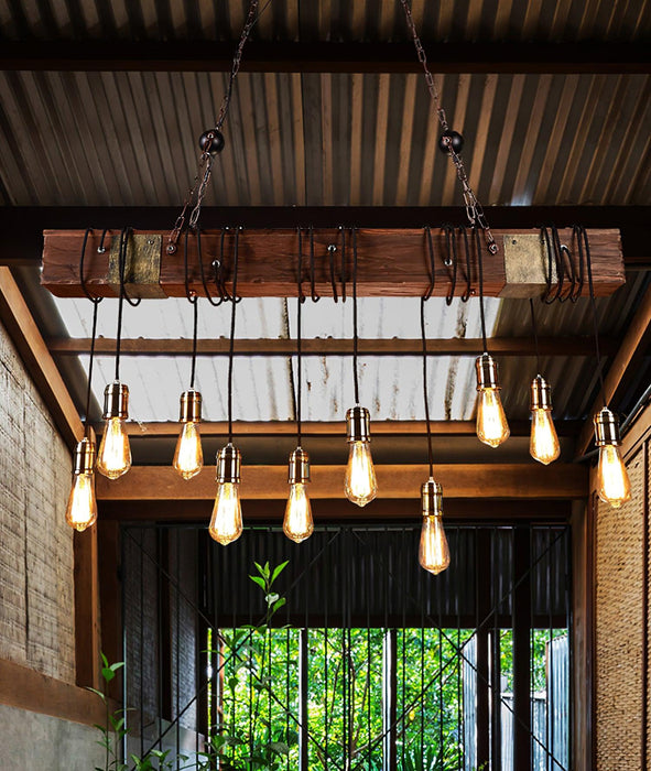 Wood Hanging Multi Chandelier.