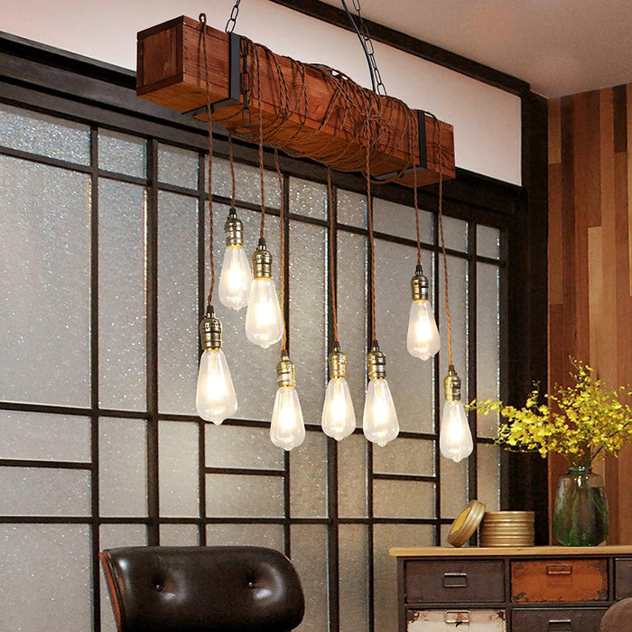 Wood Hanging Multi Chandelier.