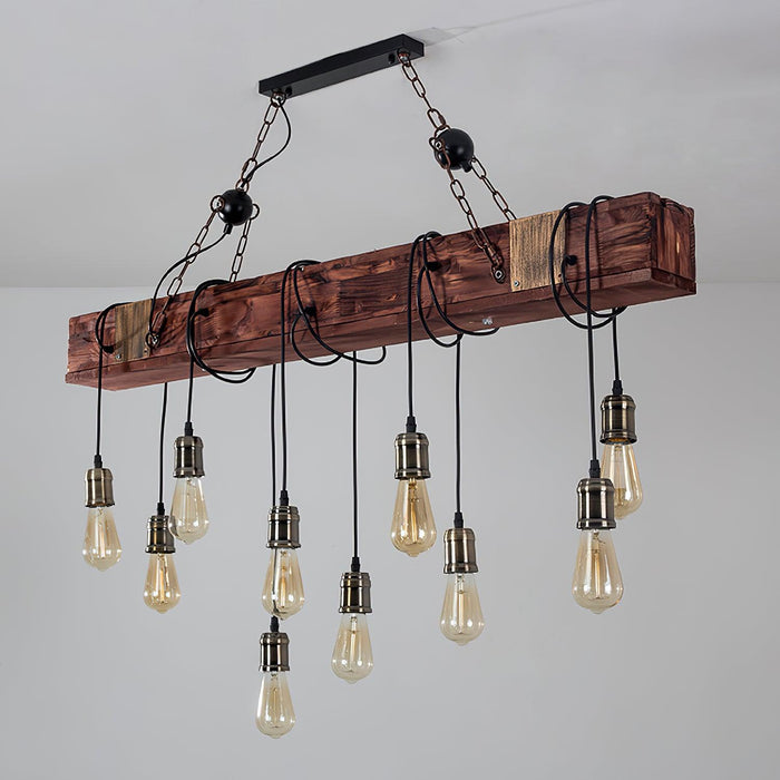 Wood Hanging Multi Chandelier.