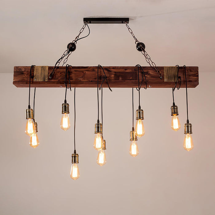 Wood Hanging Multi Chandelier.