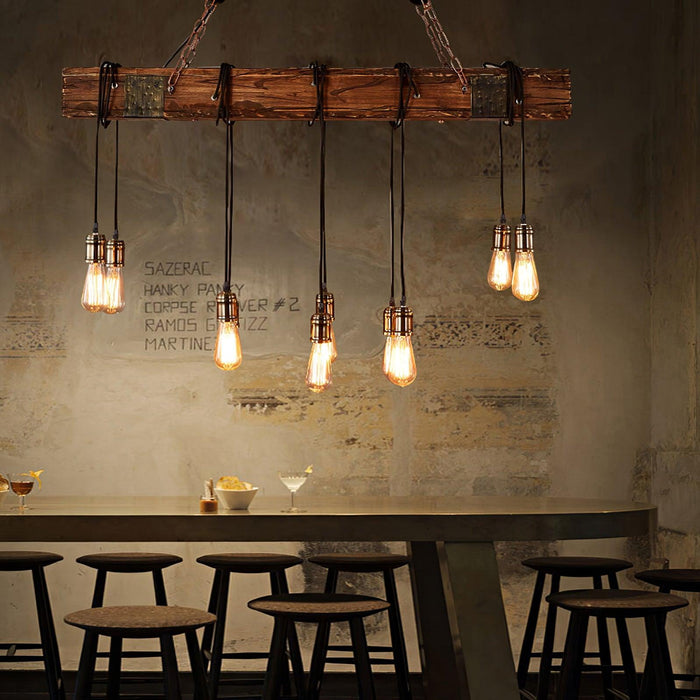 Wood Hanging Multi Chandelier.