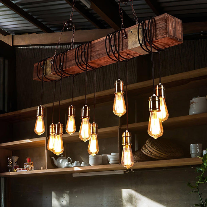 Wood Hanging Multi Chandelier.