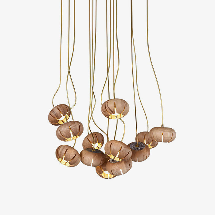 Wood Pumpkin Cluster Chandelier.