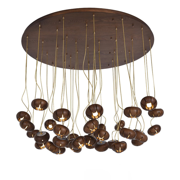 Wood Pumpkin Cluster Chandelier