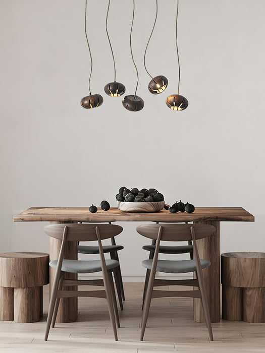 Wood Pumpkin Cluster Chandelier.