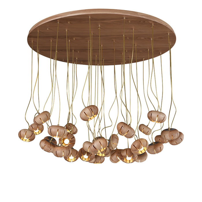 Wood Pumpkin Cluster Chandelier