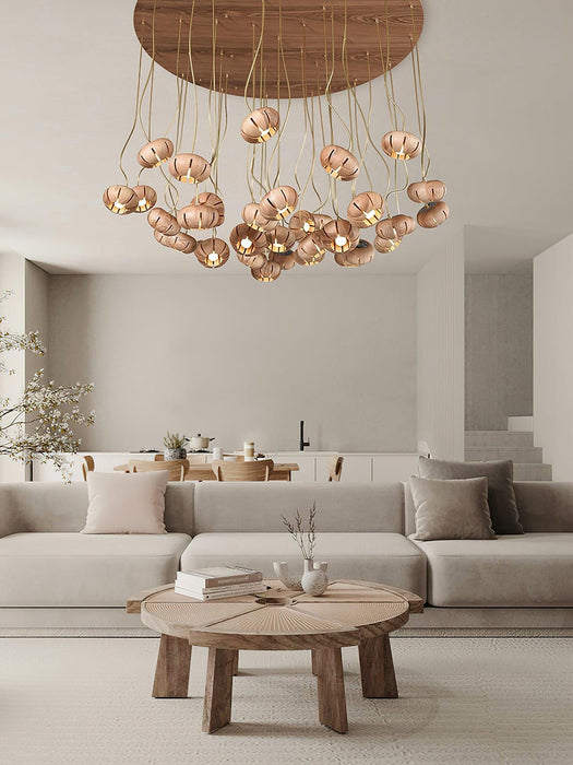 Wood Pumpkin Cluster Chandelier-DWHOME