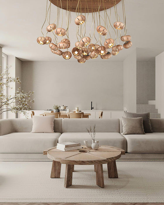 Wood Pumpkin Cluster Chandelier-DWHOME